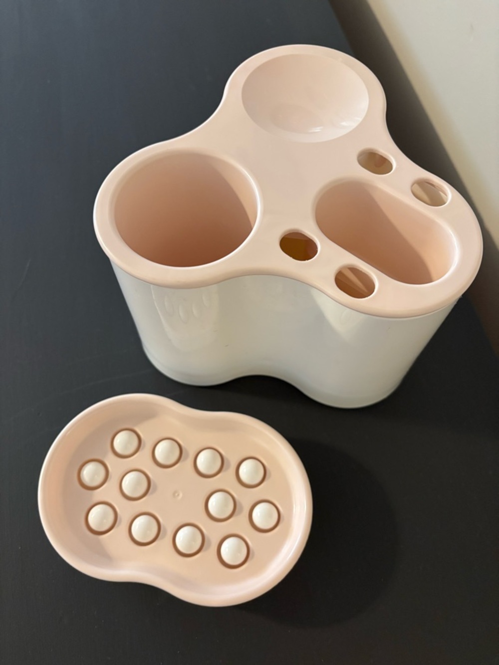 Rare Tupperware Pink and White Bathroom Organizer Set